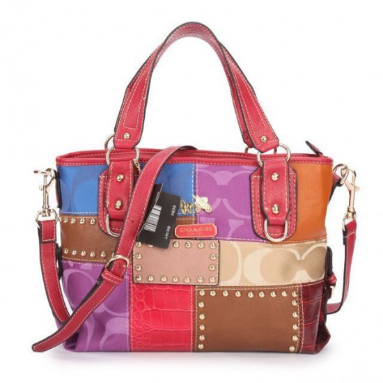 Coach Holiday Matching Stud Medium Red Multi Totes EBS | Women